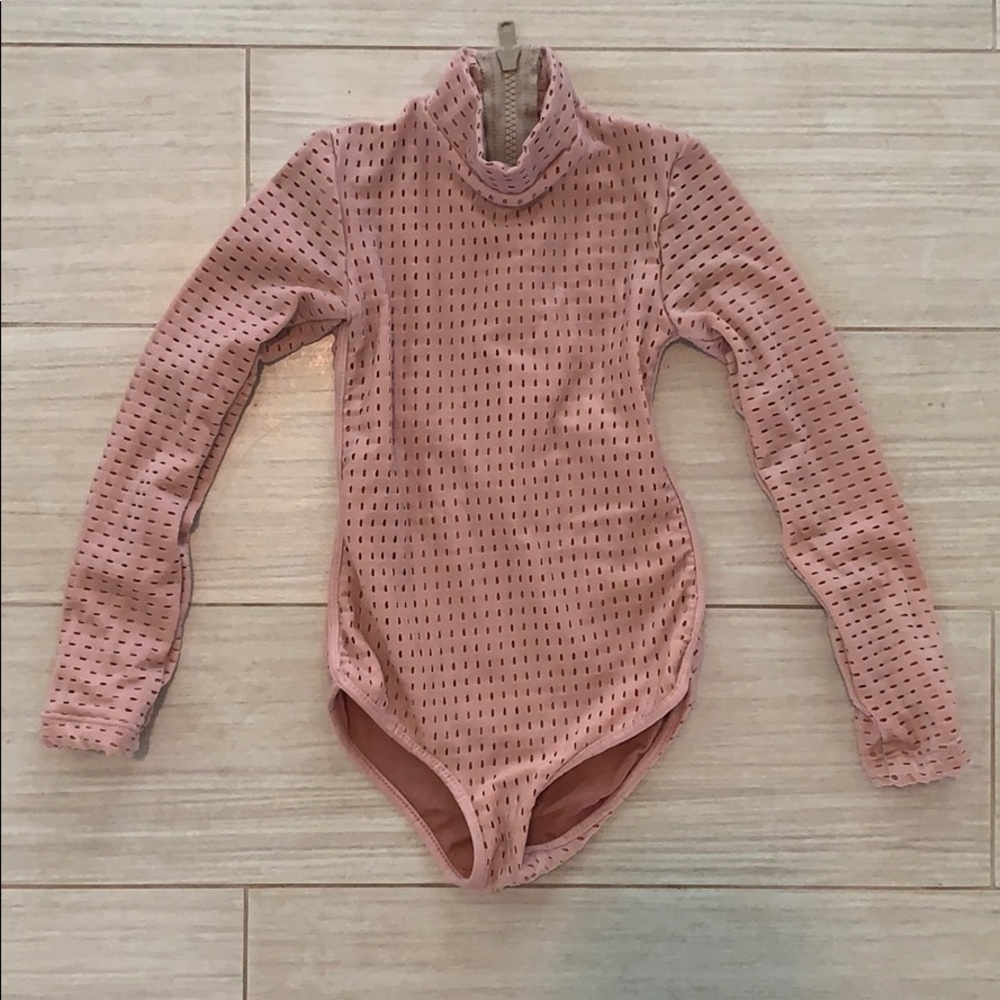 Baby Pink Mesh One Piece Long Sleeve Acacia